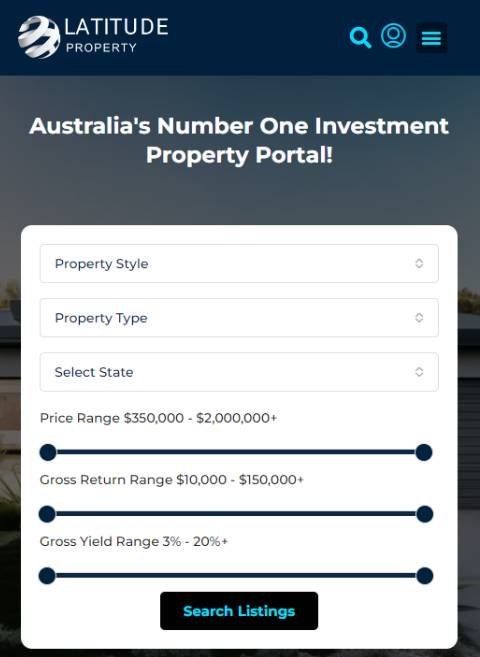 An overview of the Latitude property portal highlighting recent website designs, emphasizing modern aesthetics and functionality