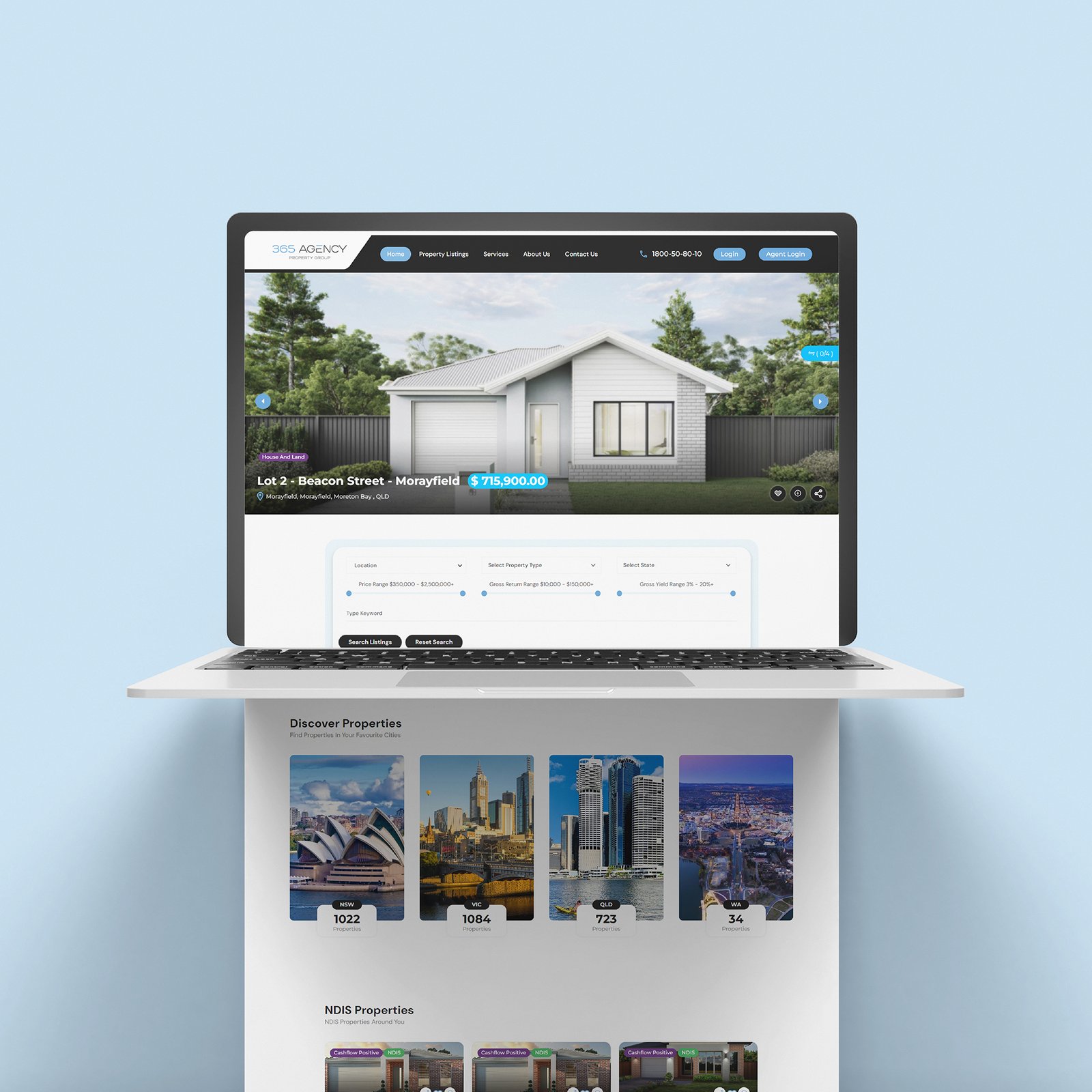 Modern real estate website design showcasing a user-friendly interface for efficient project and client management.