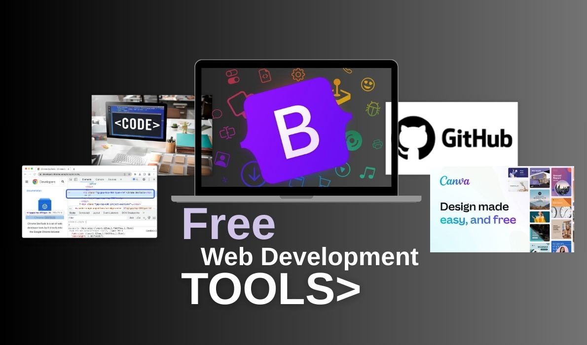 A collection of free web development tools, including VS Code, GitHub, and WordPress, aiding beginners in website creation.